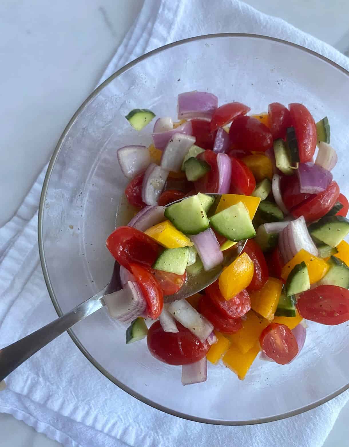 A bowl of Mediterranean Chopped Salad.