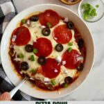 Cooked Pizza Bowl with Healthy Mom Healthy Family logo.