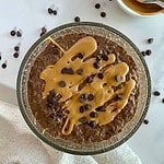 A bowl of Chocolate Peanut Butter Chia Pudding.