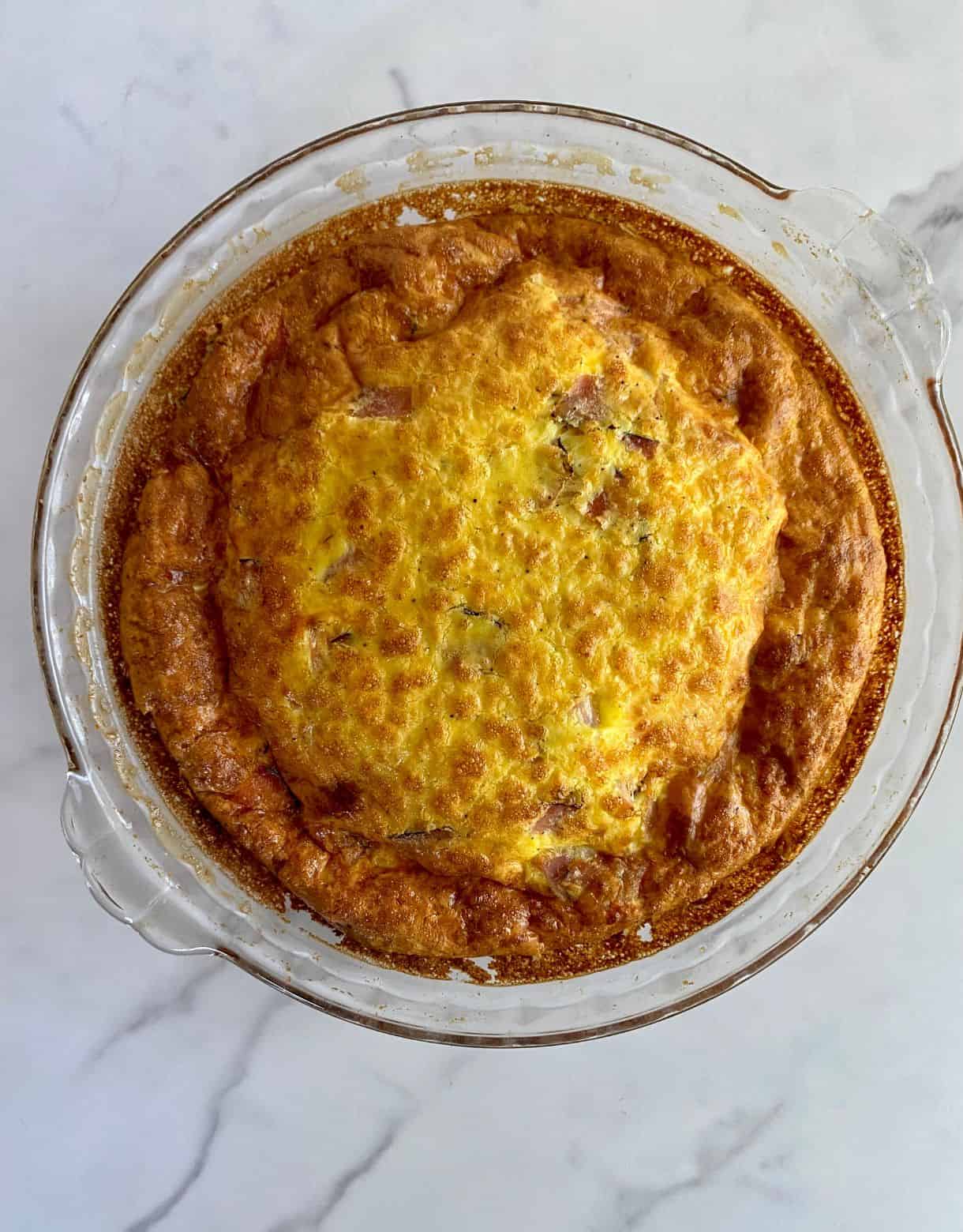Cooked Ham and Cheese Crustless Quiche.