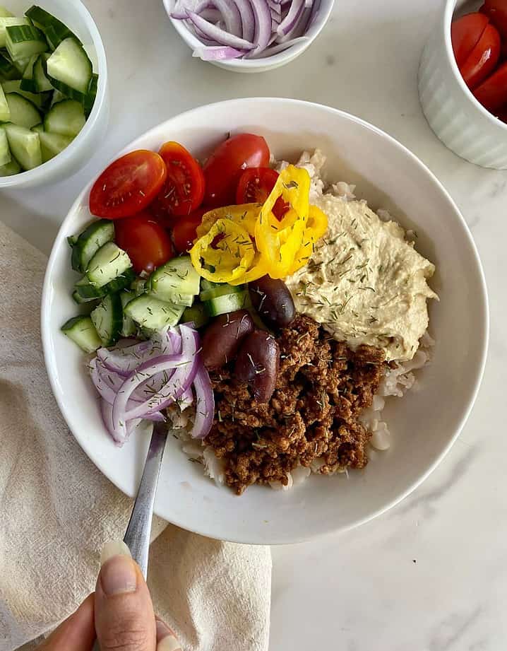 Hummus Rice Mediterranean Hummus Bowl - Healthy Mom Healthy Family